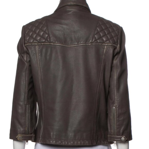 ALL SAINTS Lamb Leather Biker Crop Jacket Size M 8 - Picture 3 of 3